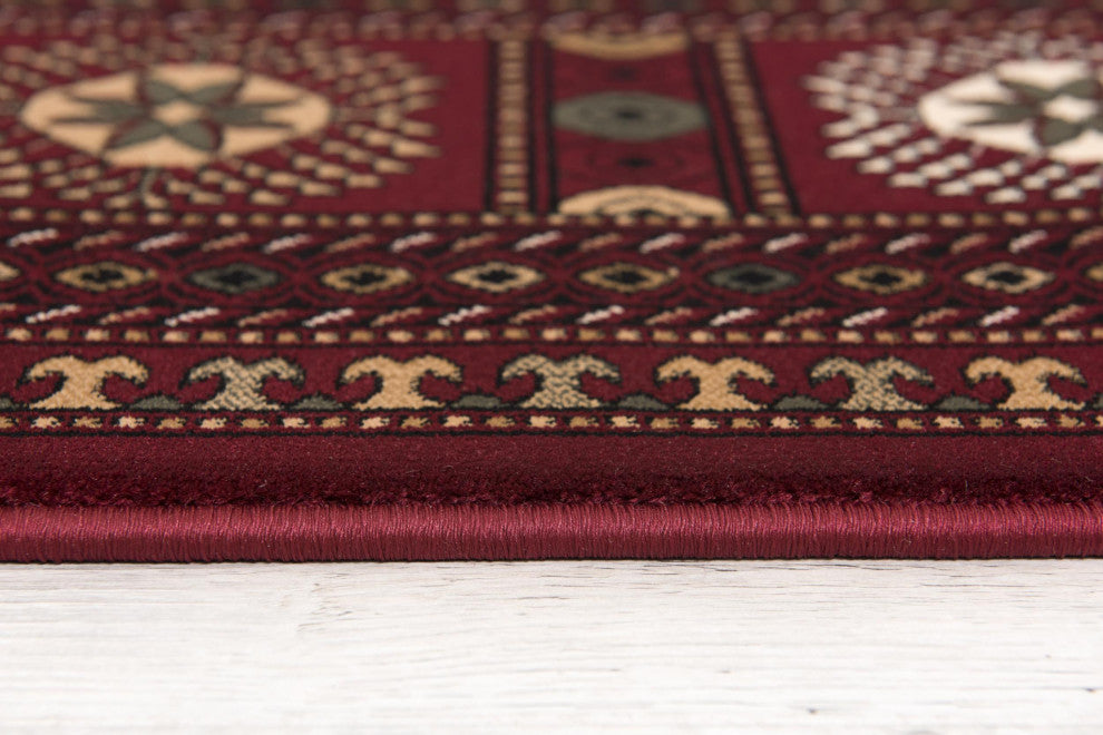 2"x13" Red Eclectic Geometric Pattern Runner Rug