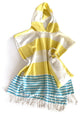 Yellow Aqua and White Striped Design Poncho Towel