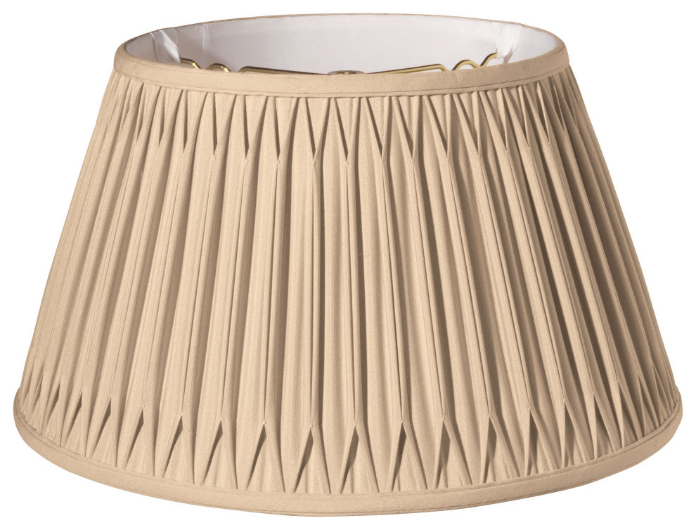 18" Vintage Gold Shallow Drum Smocked Shantung Lampshade