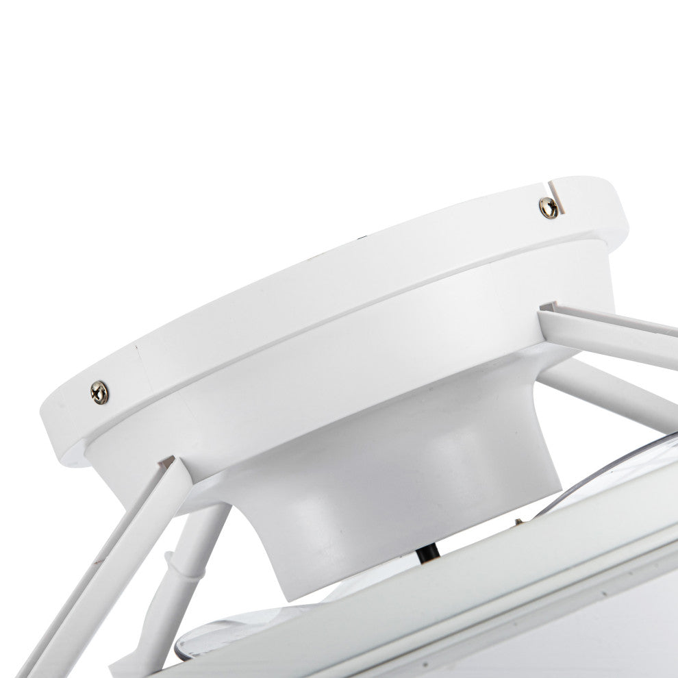 20 in. LED White Low Profile Caged Enclosed Ceiling Fan with Remote Control