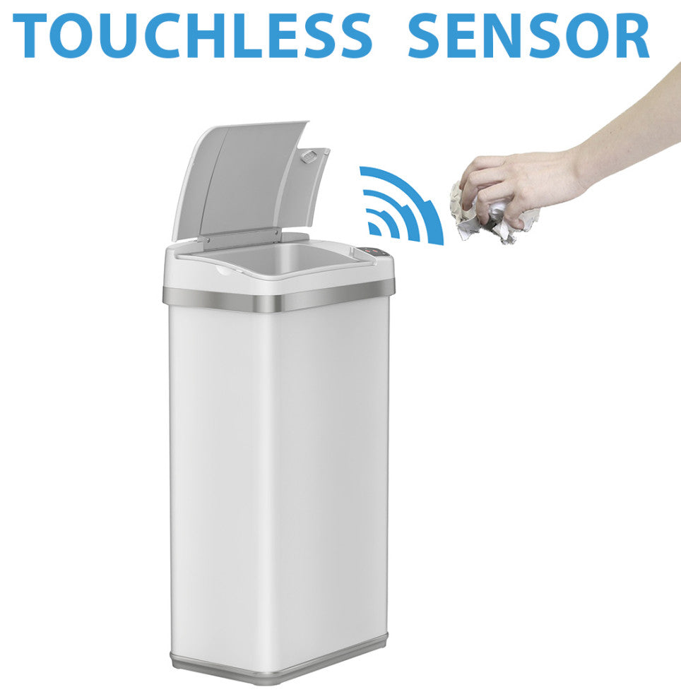 iTouchless Sensor Trash Can + Odor Filter & Fragrance, Pearl White, 4 Gallon