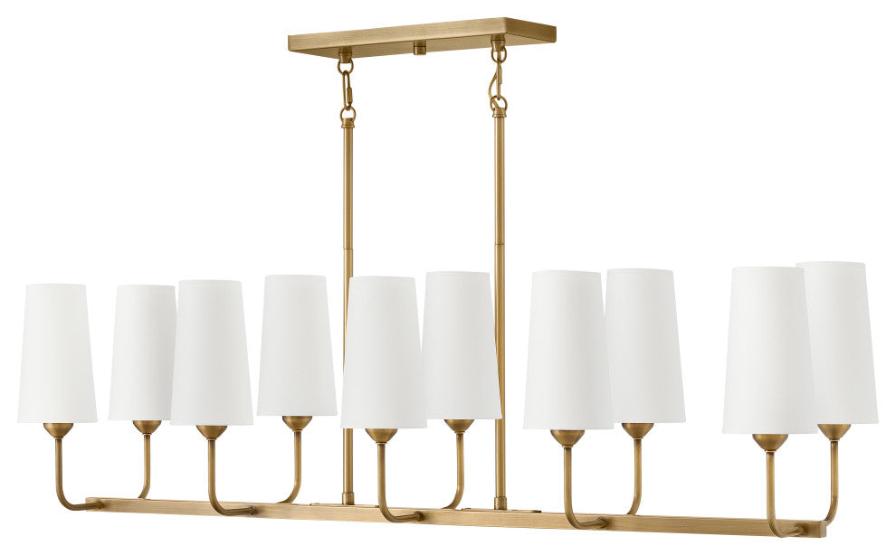 Hinkley 44.25" Lewis Ten Light Linear Chandelier, Heritage Brass