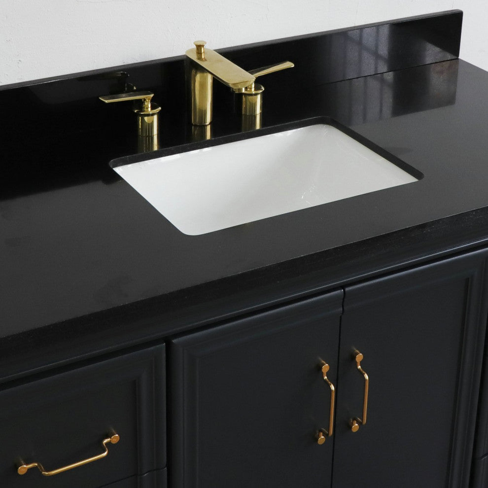 49" Single Sink Vanity, Dark Gray Finish With Black Galaxy Granite