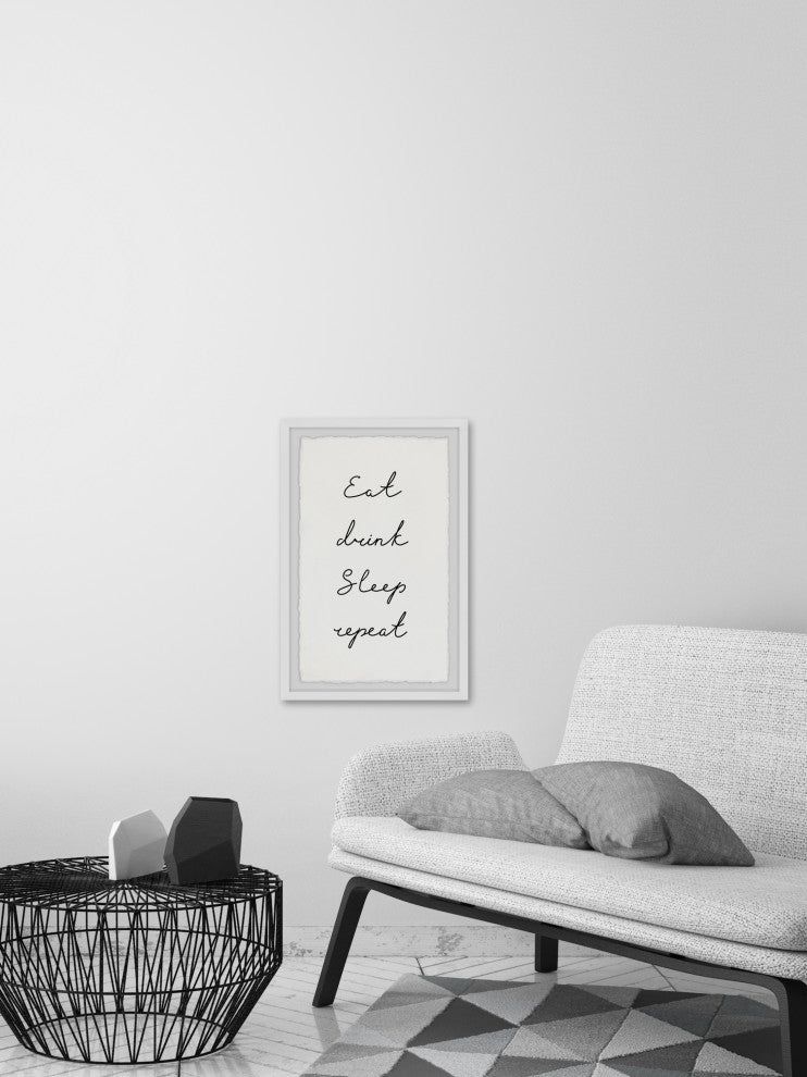 "Eat Drink Sleep Repeat" Framed Painting Print, 16x24