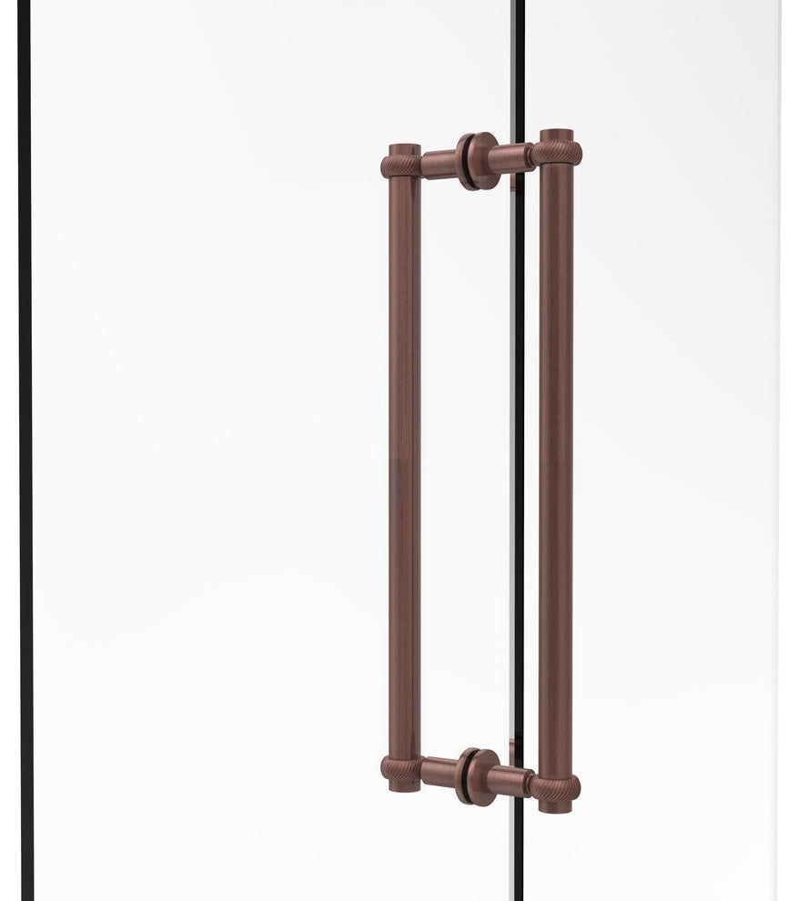 Contemporary 18" Twisted Accent Back to Back Shower Door Pull, Antique Copper