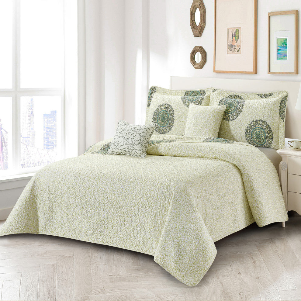 Encore 5 Piece Printed Quilt Set, 122'''' X 106''''