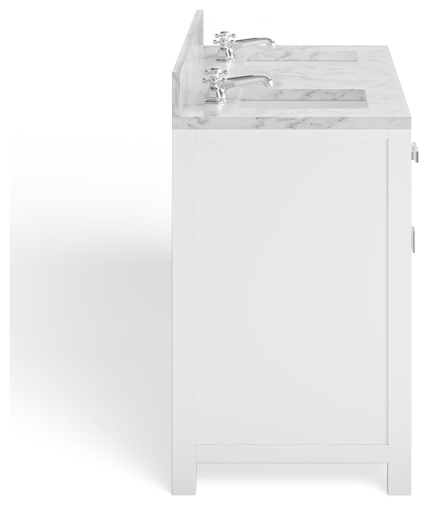 The Polaris Bathroom Vanity, Pure White, 72", Double Sink, Freestanding, With Mirror