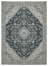 Iris Two-Tone Medallion Blue/ Grey Area Rug 9'10" x 12'10"