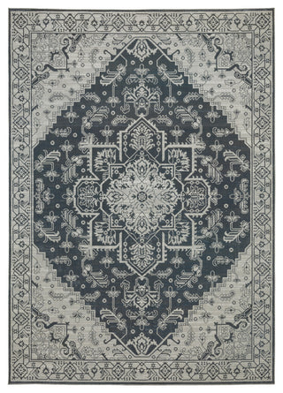 Iris Two-Tone Medallion Blue/ Grey Area Rug 9'10" x 12'10"
