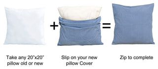 4 Piece Denim Pillow Shell Set (Jeans), Vintage, (2) 20" X 20"