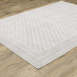 Monfort Diamond Oriental White/Grey Indoor Area Rug, 3'3"x5'