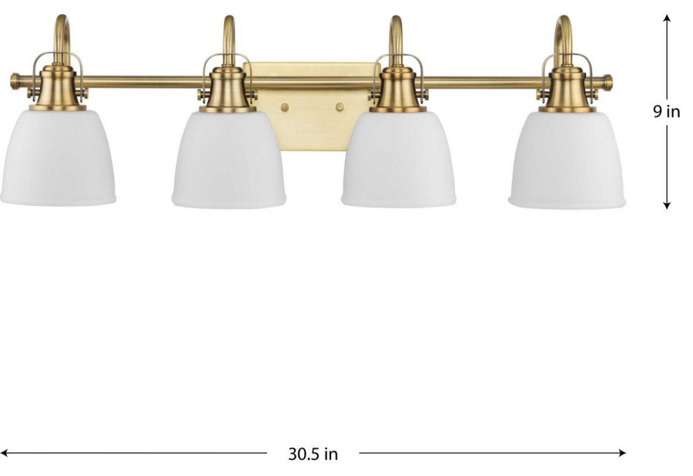 Preston Collection Four-Light Coastal Vintage Brass Bath and Vanity Light