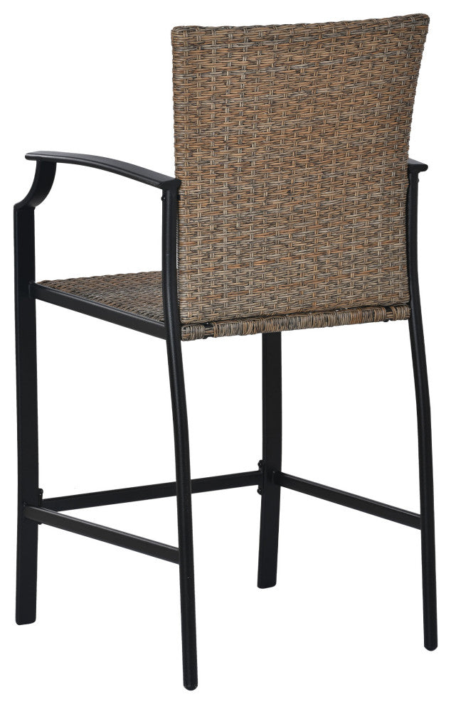 5 Pieces Outdoor Patio Rattan Counter Height Dining Table Set With Cushions