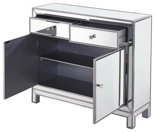 Nightstand 2 Drawers 2 Doors 38" W X 12" D X 32" H , Antique Silver Paint