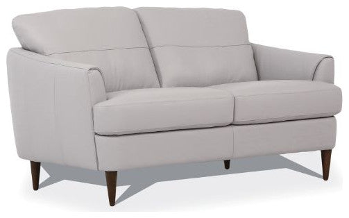 Helena Loveseat, Pearl Gray Leather