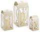 Set of 3 Indoor/Outdoor Rogan Metal and Glass Candle Lanterns- White