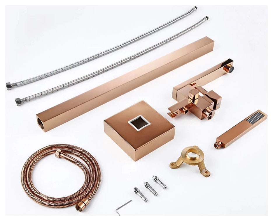 Wasser™ Rose Gold Floor Mounted Bathtub Filler Shower Faucet