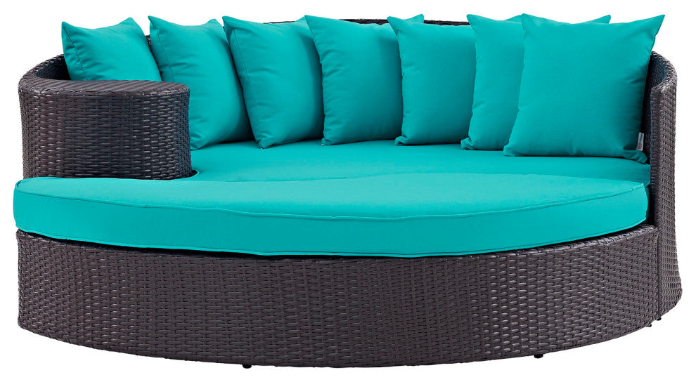 Espresso Turquoise Convene Outdoor Patio Daybed