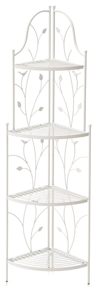 52"H 4-Tiered Metal Corner Shelf Plant Stand, White