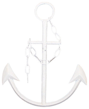18" Cast Iron Anchor Wall Decor, White