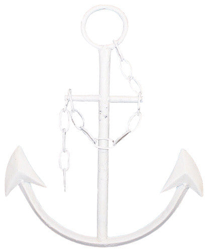 18" Cast Iron Anchor Wall Decor, White