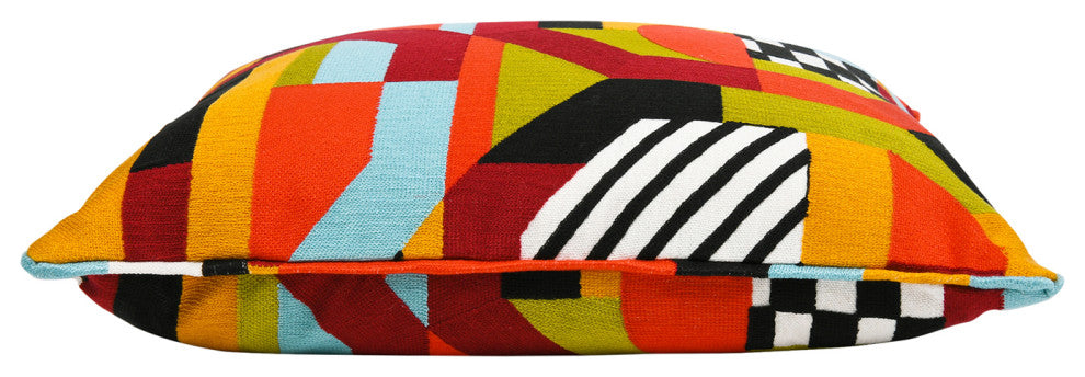 La Broderie 20" Square Embroidered Accent Throw Pillow, Colorpop Multicolored