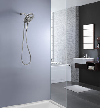 Valkrie 3-Spray Dual Wall Mount Fixed and Handheld Shower Head, Brushed Nickel