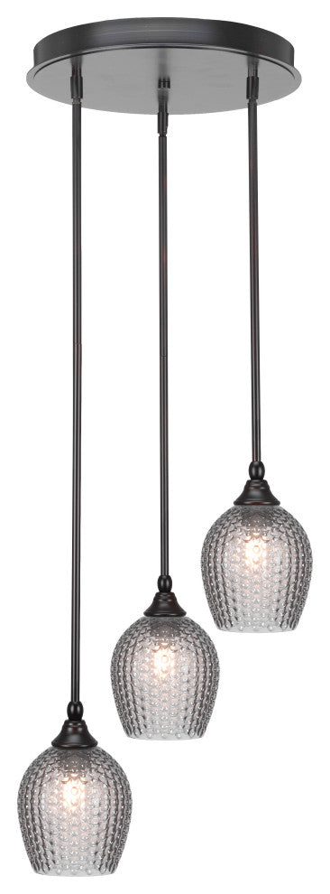Empire 3-Light Cluster Pendalier, Espresso/Smoke Textured