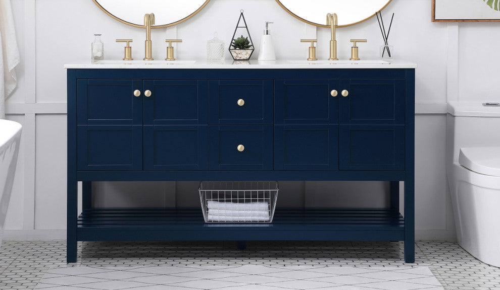 Tucker Blue 60" Double Sink Bathroom Vanity
