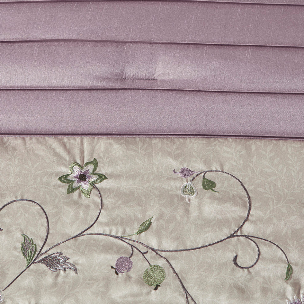 Madison Park Serene Embroidered 7 Piece Comforter Set, Purple