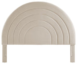 Solana Arched Performance Velvet Queen Headboard, Almond