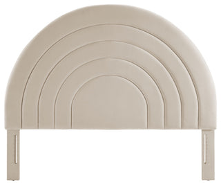 Solana Arched Performance Velvet Queen Headboard, Almond