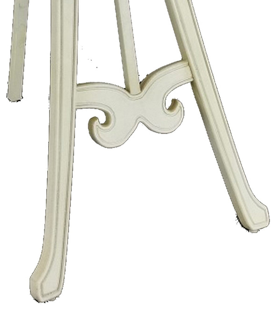 Benzara BM284625 Classic Wood Easel Stand, Carved Details, Hand Painted, Ivory