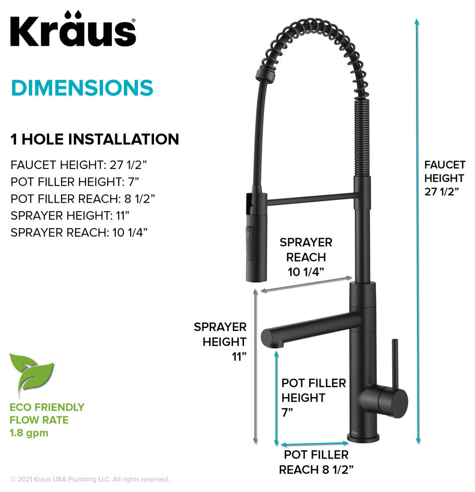 Pulldown Pot Filler Kitchen Faucet, Matte Black