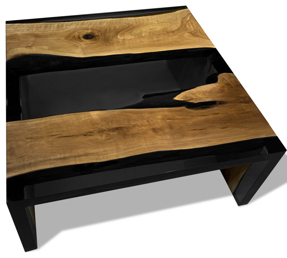 Smoked Black Waterfall Coffee Table, 47.2"
