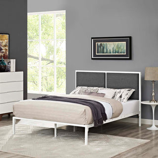 Modway Della King Fabric Bed, White Gray