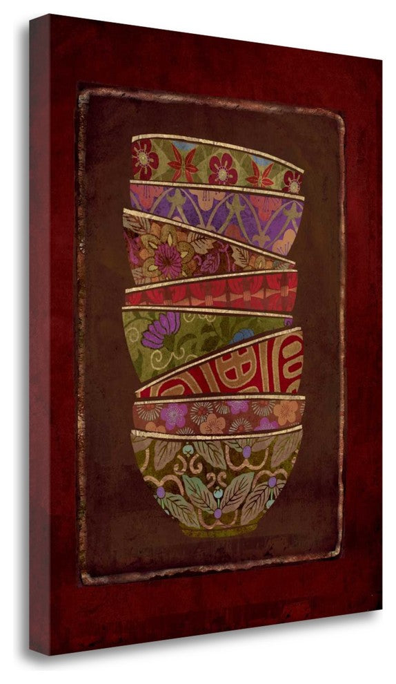 "Asian Bowls I" By Linda Maron,Ready to Hang Giclee Print on Gallery Wrap Canvas