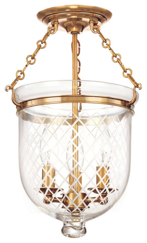 Hudson Valley Hampton 3-Light Semi Flush in Aged Brass Finish