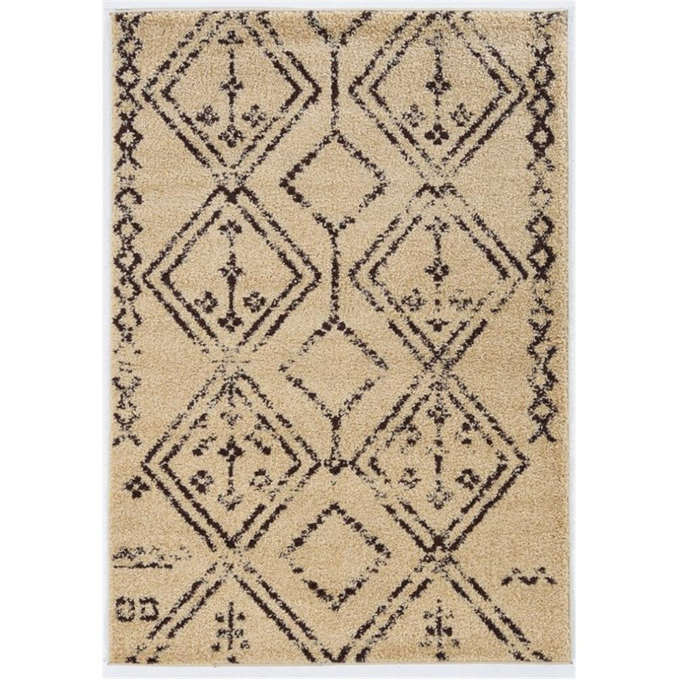 Linon Moroccan Fes Power Loomed Polypropylene 5'x7' Rug in Brown