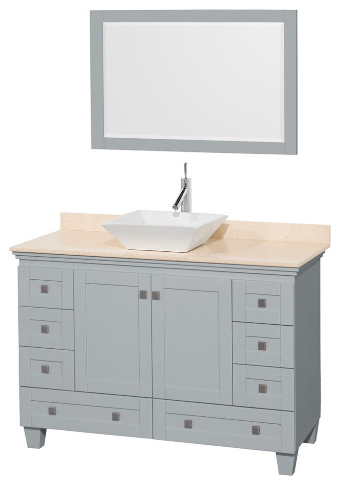 Acclaim 48" Oyster Gray Single Vanity, Ivory Marble Top, Porcelain Sink, 24"
