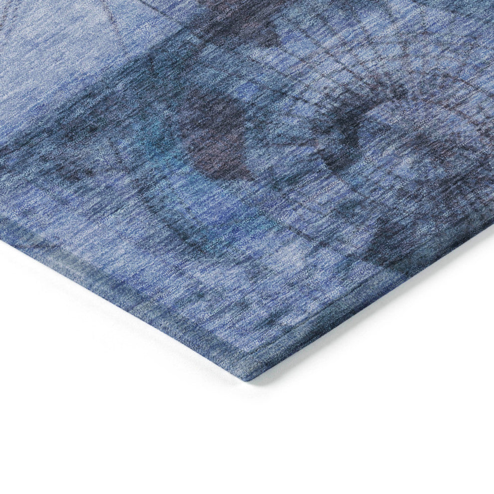 Machine Washable Indoor/Outdoor Chantille ACN1905 Blue 8' x 8' Round Rug