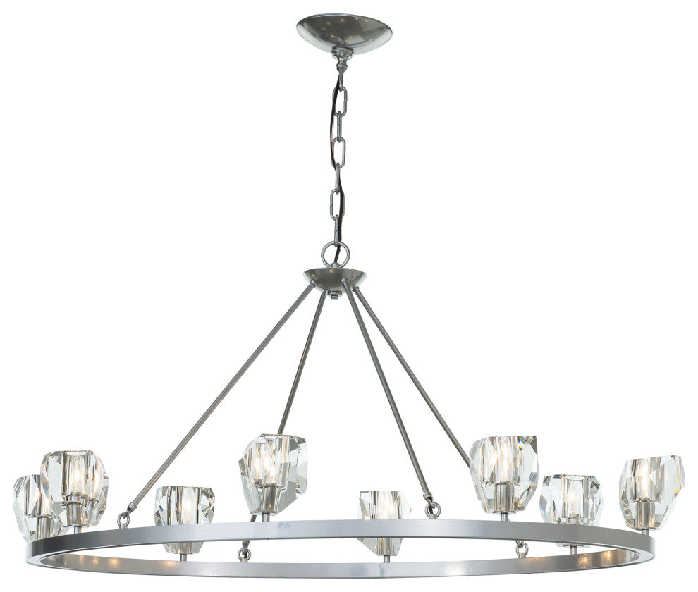 Gatsby 8-Light Chandelier, Sterling Finish, Crystal Accents