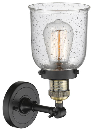 1-Light Small Bell 5" Sconce, Black Antique Brass, Glass: Seedy