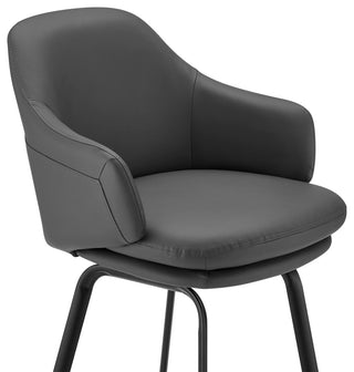 Brigden Gray Faux Leather and Black Metal Swivel 26" Counter Stool