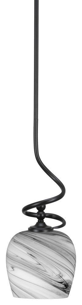 Capri 1-Light Mini Pendant with Hang Straight Swivel, Matte Black/Onyx Swirl