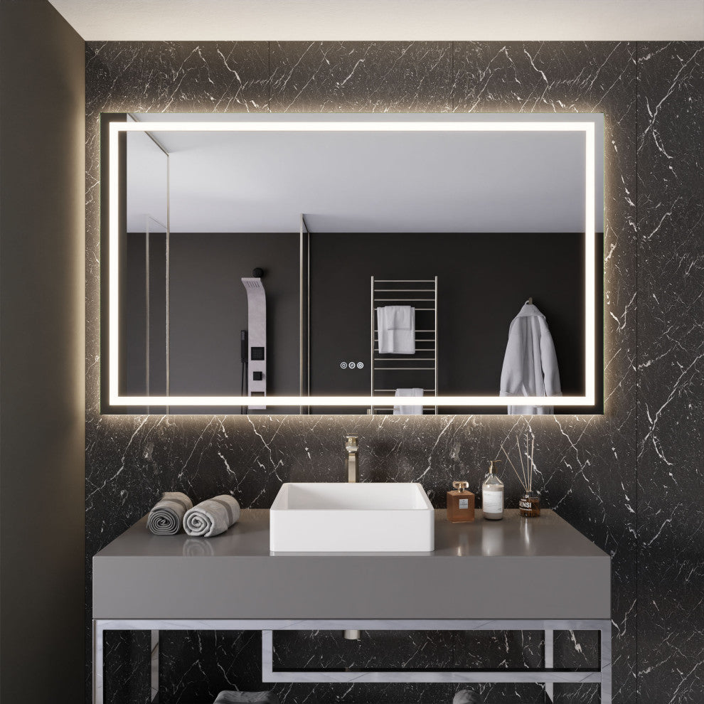 ANZZI 36" x 60" Frameless LED Front/Back Light Bathroom Mirror WithDefogger