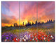 Field of Poppy Dandelion and Daisy, Floral Canvas Artwork, 36x28, 3 Panels