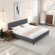 Ashton Mid-Century Modern Solid Wood Tufted Dark Grey Fabric Platform Bed, King
