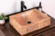 Natural Stone Vessel Bathroom Sink, Rustic Rectangular Stone Sink, Peach