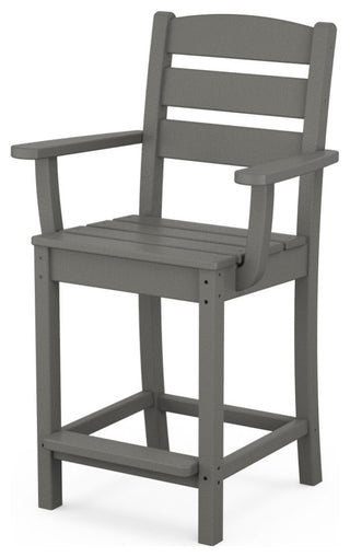 POLYWOOD Lakeside Counter Arm Chair, Slate Gray